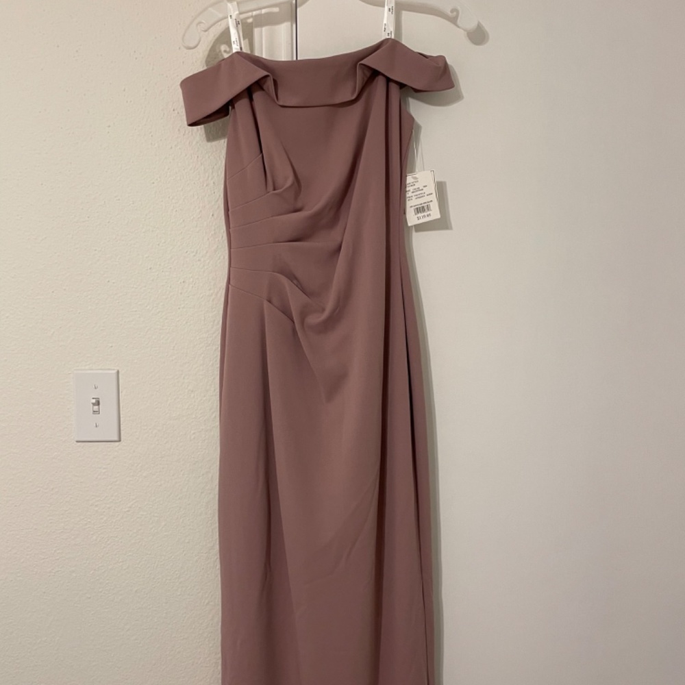 David’s Bridal DB Studio Off Shoulder Side Drape bridesmaid dress size 0 - Picture 2 of 6